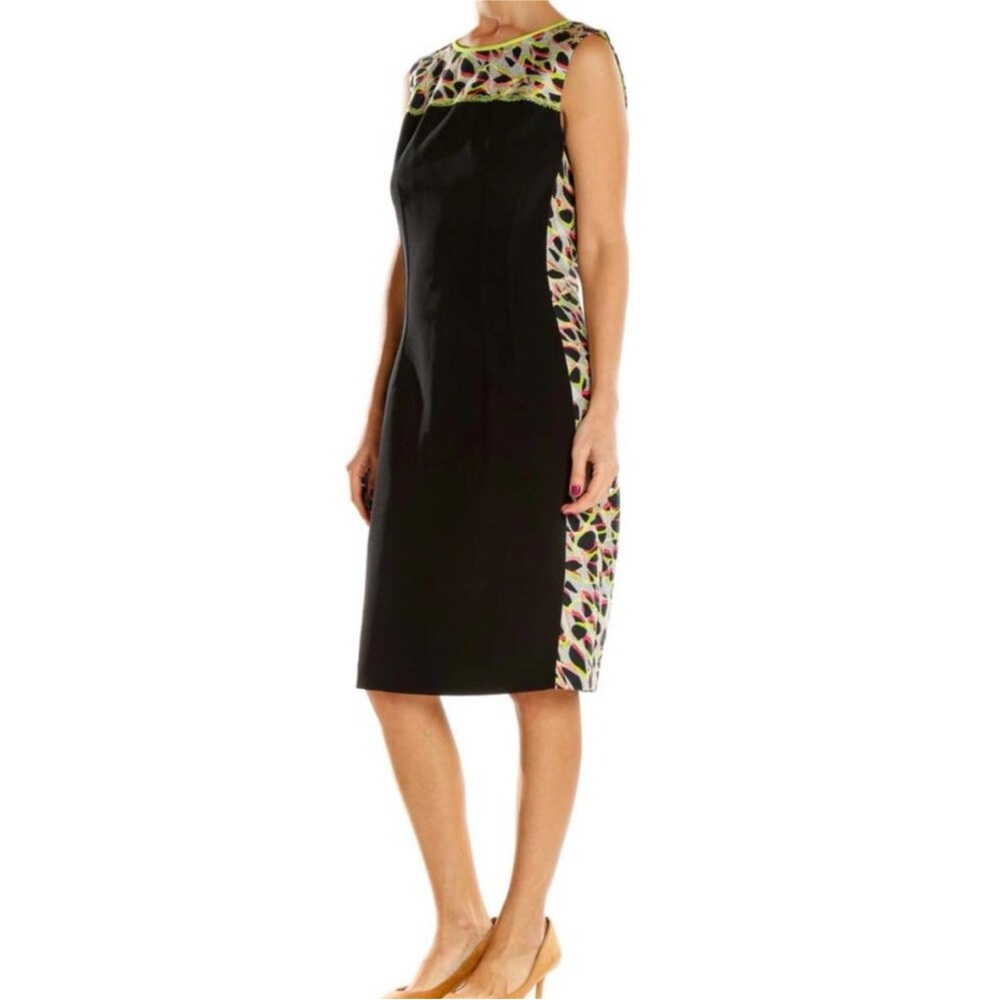 Elie Tahari Black and Multicolor Sleeveless Dress Sz 6